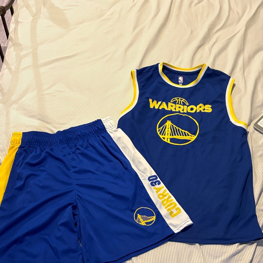 NBA Warriors Youth Jersey Set - Blue and Yellow